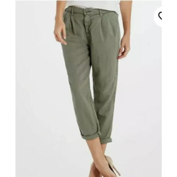 Adriano Goldschmied Green The Evan Relaxed Pleated Tapered Trouser Pants 23 NWT - Picture 1 of 8